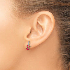 14k Ruby and Diamond Leaf Earrings