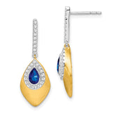 14k Two-tone Sapphire and Diamond Dangle Earrings