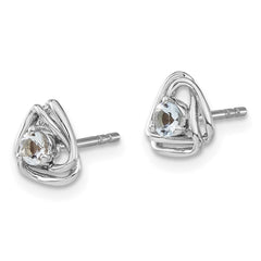 14k White Gold Aquamarine Post Earrings - 2