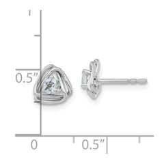 14k White Gold Aquamarine Post Earrings - 2