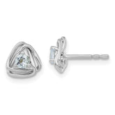 14k White Gold Aquamarine Post Earrings - 2