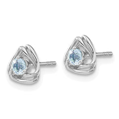 14k White Gold Blue Topaz Post Earrings