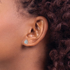 14k White Gold Blue Topaz Post Earrings