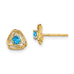 14k Blue Topaz Post Earrings - 2