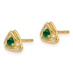 14k Created Emerald Post Earrings