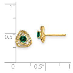 14k Created Emerald Post Earrings