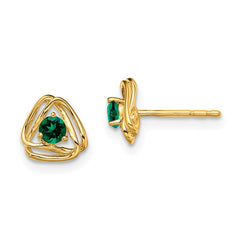 14k Created Emerald Post Earrings