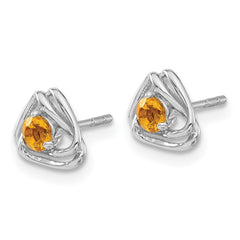 14k White Gold Citrine Post Earrings