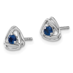 14k White Gold Created Sapphire Post Earrings