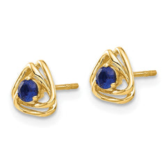 14k Created Sapphire Post Earrings