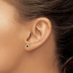 14k Created Sapphire Post Earrings