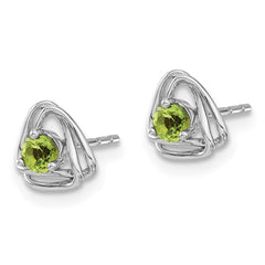 14k White Gold Peridot Post Earrings - 2