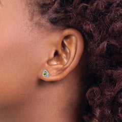 14k White Gold Peridot Post Earrings - 2