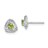 14k White Gold Peridot Post Earrings - 2