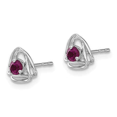 14k White Gold Rhodolite Garnet Post Earrings