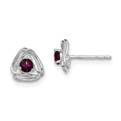 14k White Gold Rhodolite Garnet Post Earrings