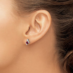 14K White Gold Cushion Cr. Ruby and Diamond Earrings