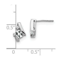 14K White Gold Cushion White Topaz and Diamond Earrings