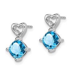 14k White Gold Amethyst and Diamond Heart Earrings - 4