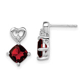 14k White Gold Garnet and Diamond Heart Earrings - 3