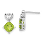 14k White Gold Peridot and Diamond Heart Earrings