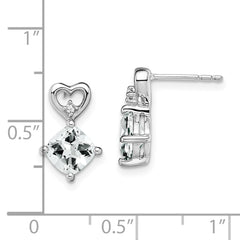 14k White Gold White Topaz and Diamond Heart Earrings