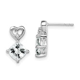 14k White Gold White Topaz and Diamond Heart Earrings