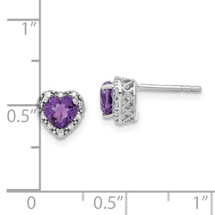 Sterling Silver Rhodium-plated Amethyst and Diamond Earrings - 5