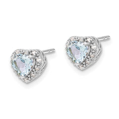 Sterling Silver Rhodium-plated Aquamarine and Diamond Earrings - 2