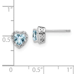 Sterling Silver Rhodium-plated Aquamarine and Diamond Earrings - 2