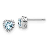 Sterling Silver Rhodium-plated Aquamarine and Diamond Earrings - 2