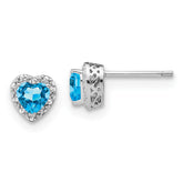 Sterling Silver Rhodium-plated Blue Topaz and Diamond Earrings - 2
