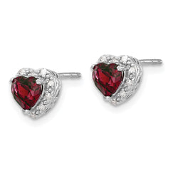 Sterling Silver Rhodium-plated Created Ruby and Diamond Earrings - 2