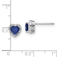 Sterling Silver Rhodium-plated Created Sapphire and Diamond Earrings - 2