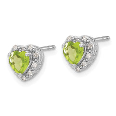 Sterling Silver Rhodium-plated Peridot and Diamond Earrings - 4