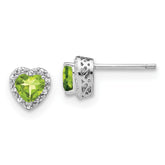 Sterling Silver Rhodium-plated Peridot and Diamond Earrings - 4