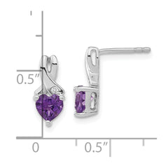 Sterling Silver Rhodium-plated Amethyst and Diamond Earrings - 9