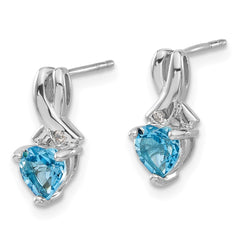 Sterling Silver Rhodium-plated Blue Topaz and Diamond Earrings - 3