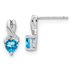 Sterling Silver Rhodium-plated Blue Topaz and Diamond Earrings - 3