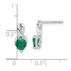 Sterling Silver Rhodium-plated Created Emerald and Diamond Earrings