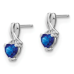 Sterling Silver Rhodium-plated Created Sapphire and Diamond Earrings - 3