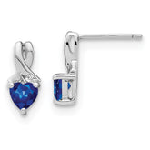 Sterling Silver Rhodium-plated Created Sapphire and Diamond Earrings - 3