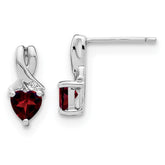 Sterling Silver Rhodium-plated Garnet and Diamond Earrings - 3
