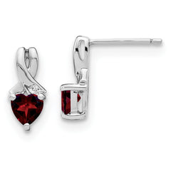 Sterling Silver Rhodium-plated Garnet and Diamond Earrings - 3