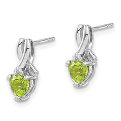 Sterling Silver Rhodium-plated Peridot and Diamond Earrings