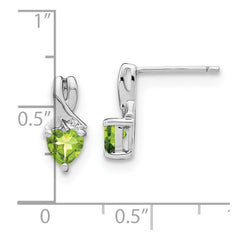 Sterling Silver Rhodium-plated Peridot and Diamond Earrings