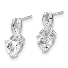 Sterling Silver Rhodium-plated White Topaz and Diamond Earrings