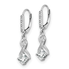 Sterling Silver Rhodium-plated White Topaz and Diamond Earrings - 3