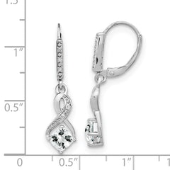 Sterling Silver Rhodium-plated White Topaz and Diamond Earrings - 3
