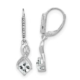 Sterling Silver Rhodium-plated White Topaz and Diamond Earrings - 3